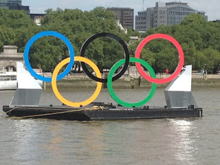 Olympic rings in the Thames